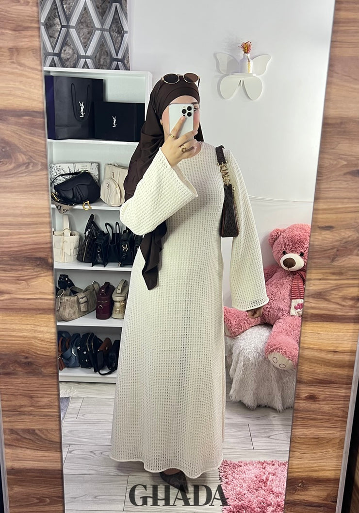 Robe longue en blanc cassé