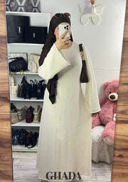 Robe longue en blanc cassé