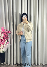 Veste bomber en beige