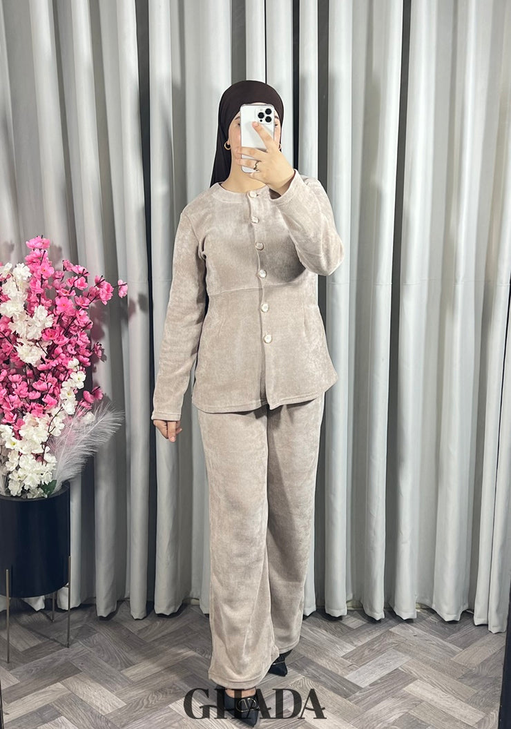 Ensemble en maille en beige