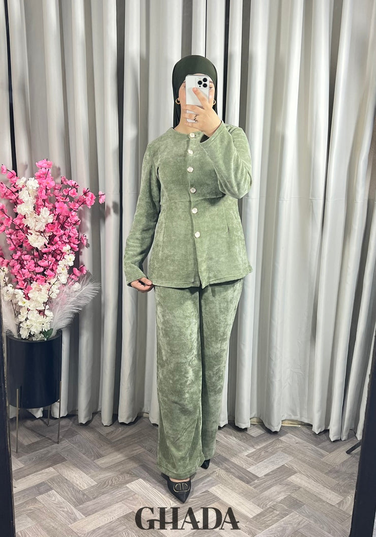 Ensemble en maille en vert