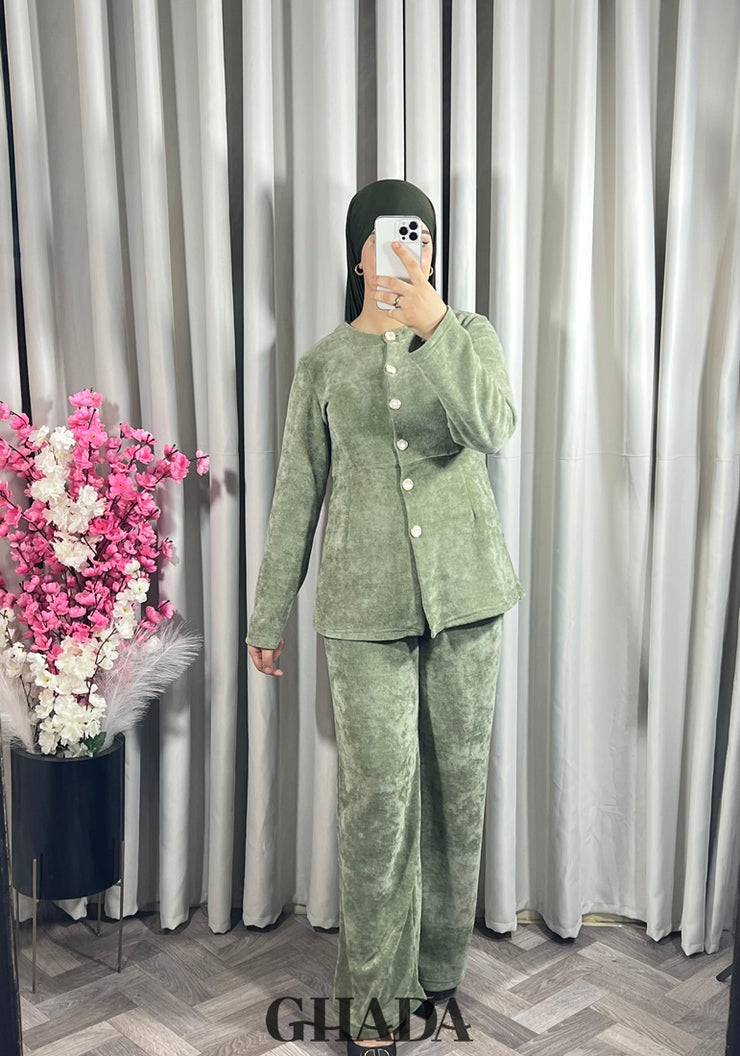 Ensemble en maille en vert