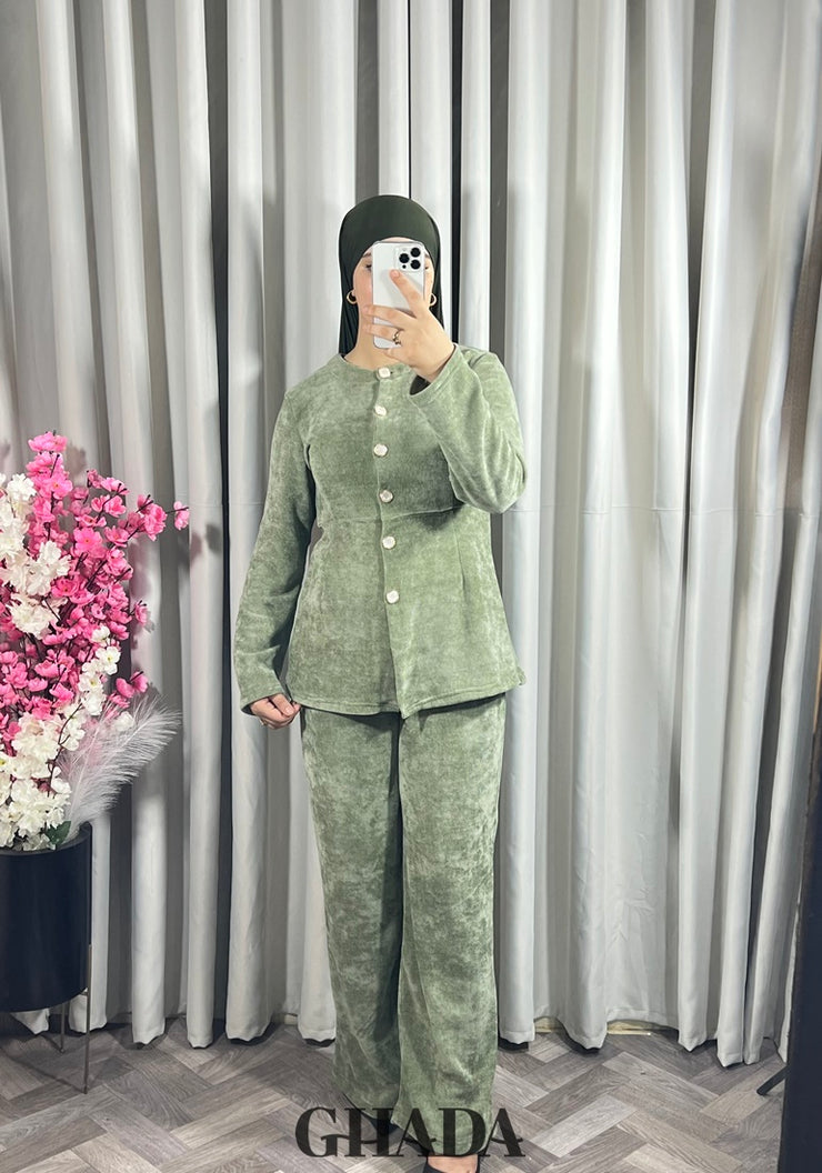 Ensemble en maille en vert