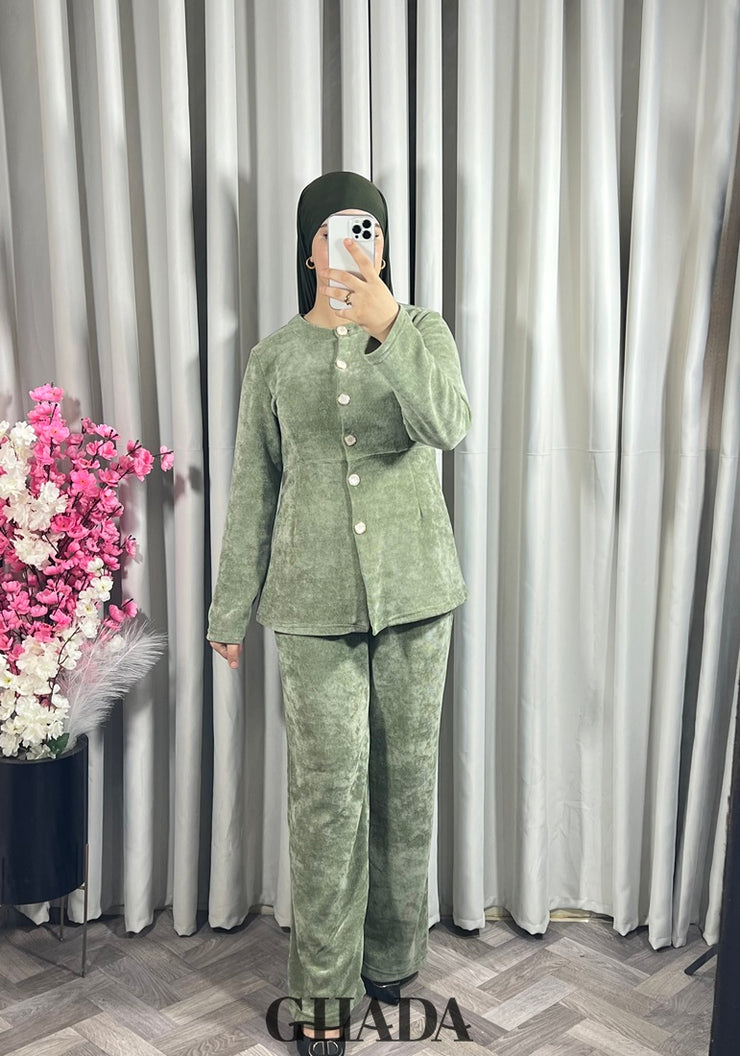 Ensemble en maille en vert