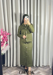 Ensemble en maille en vert kaki