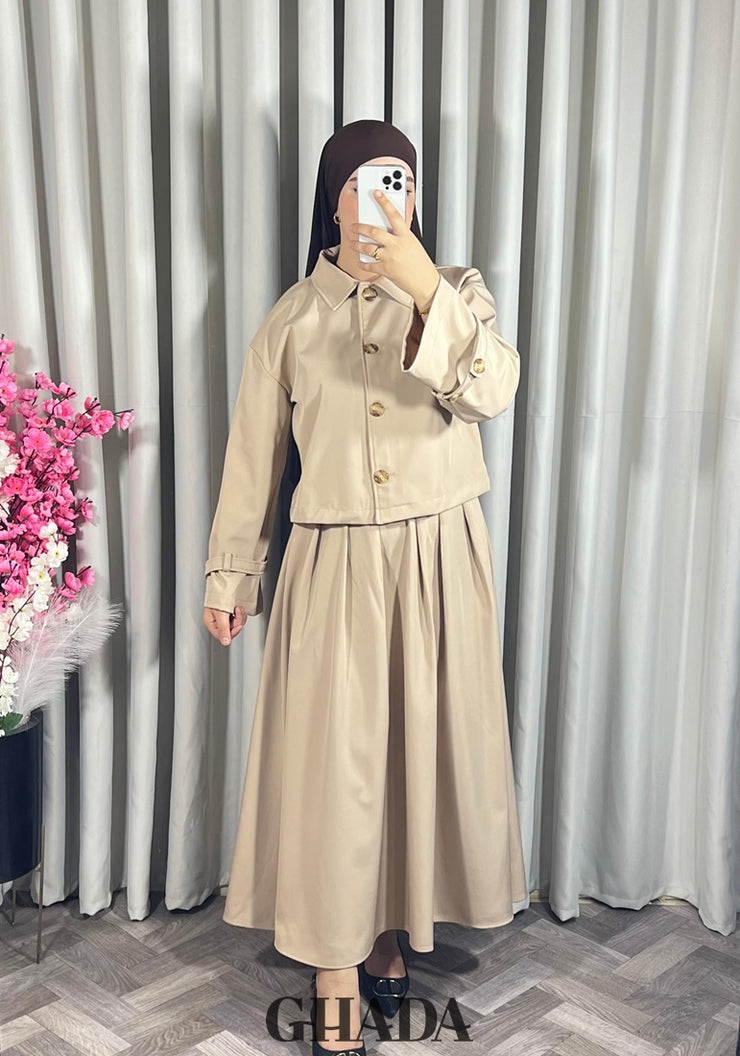 Ensemble veste et jupe beige
