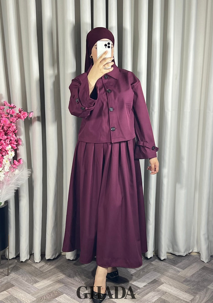 Ensemble veste et jupe bordeaux