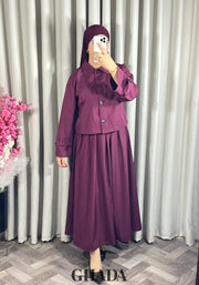 Ensemble veste et jupe bordeaux