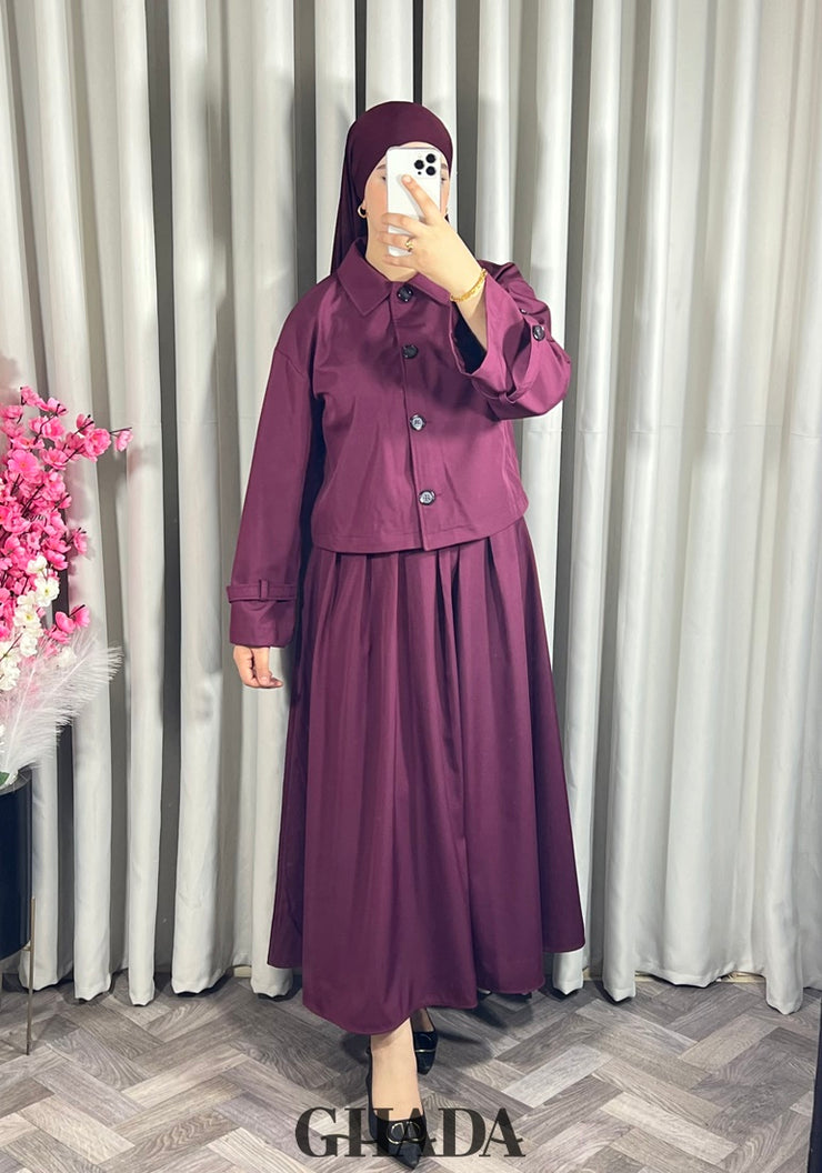 Ensemble veste et jupe bordeaux