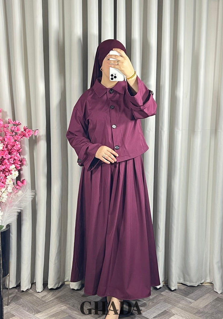 Ensemble veste et jupe bordeaux