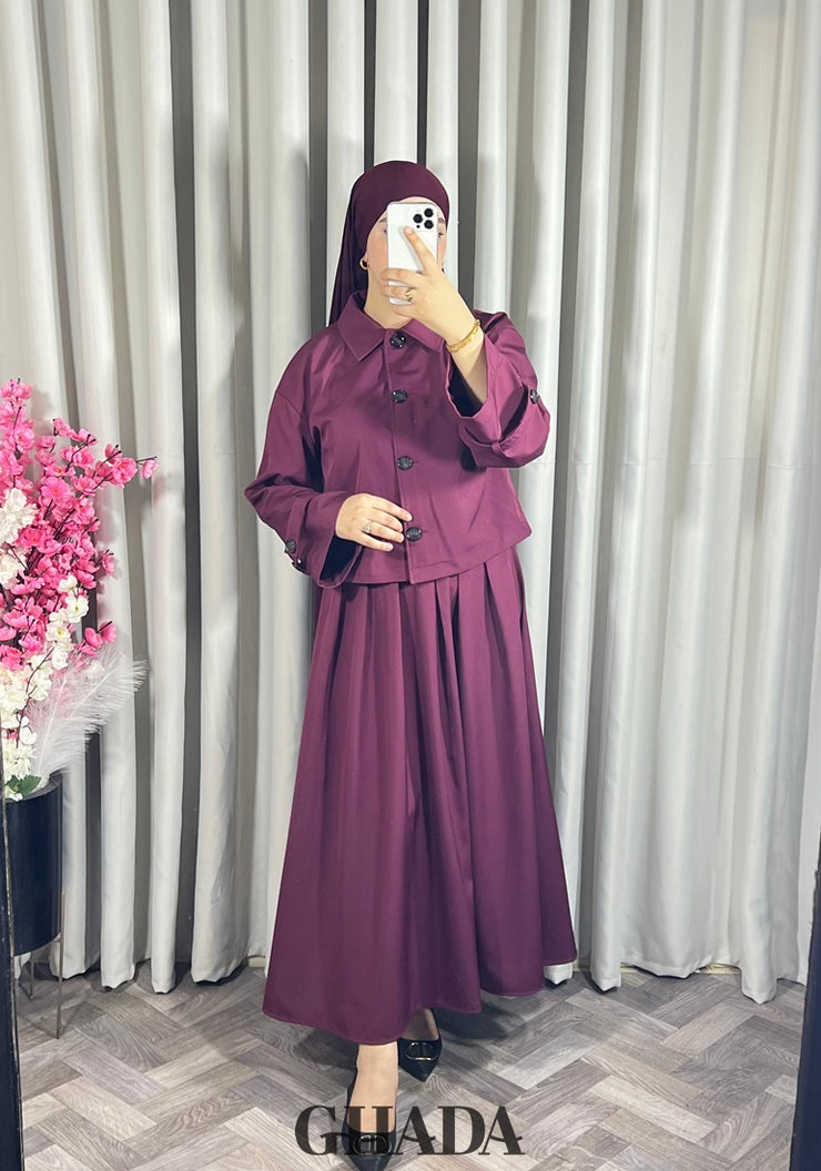 Ensemble veste et jupe bordeaux