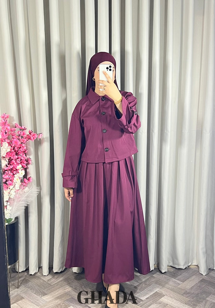 Ensemble veste et jupe bordeaux