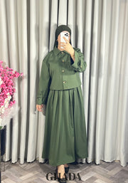 Ensemble veste t jupe vert kaki