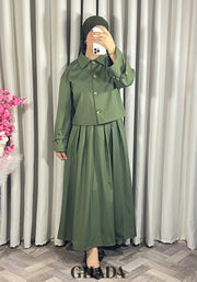 Ensemble veste t jupe vert kaki