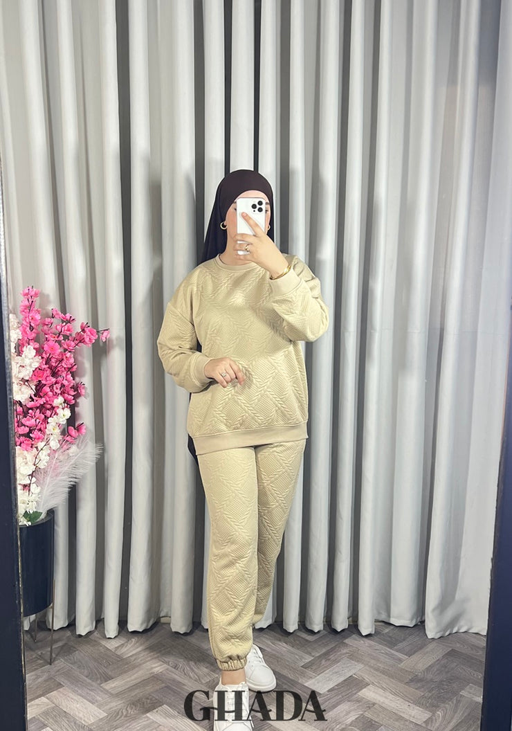 Ensemble en maille beige clair