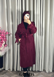 Trench-coat oversize en bordeaux