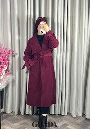 Trench-coat oversize en bordeaux