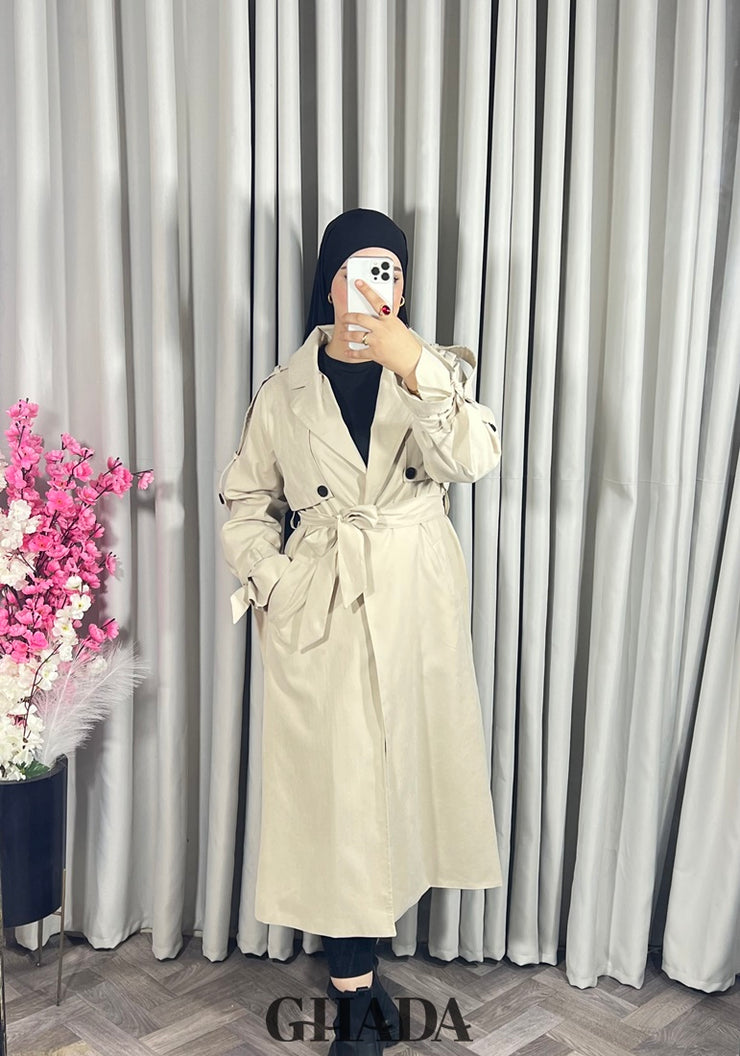 Trench-coat oversize en beige clair