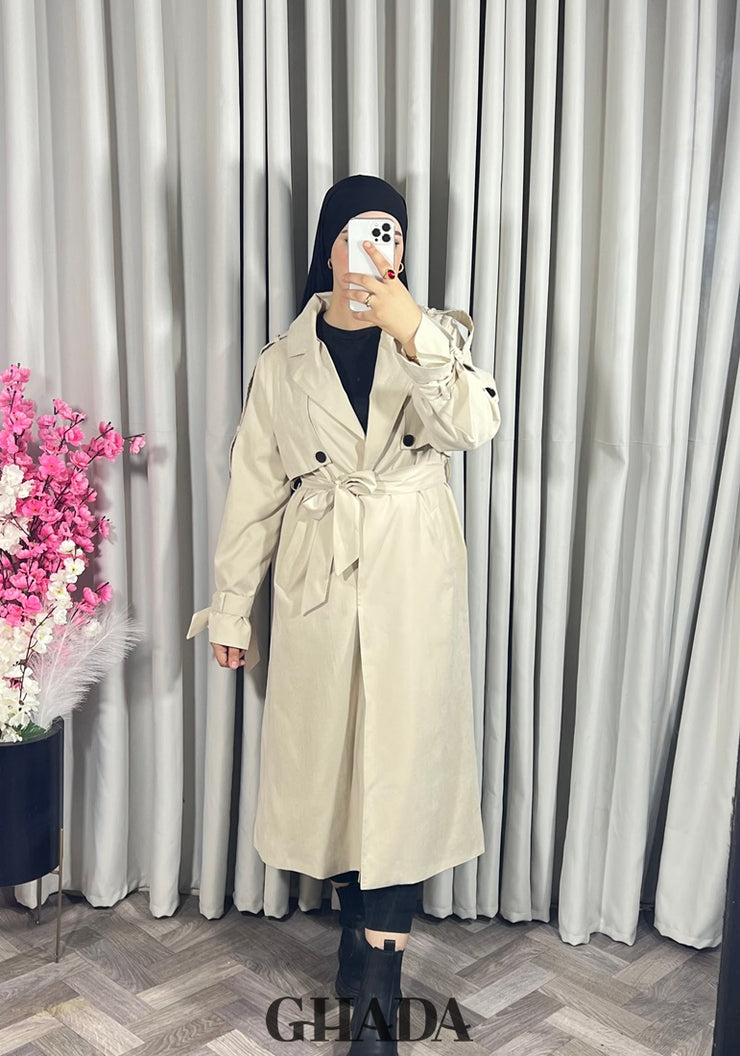 Trench-coat oversize en beige clair