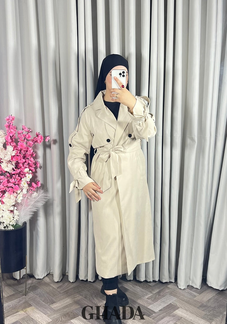 Trench-coat oversize en beige clair