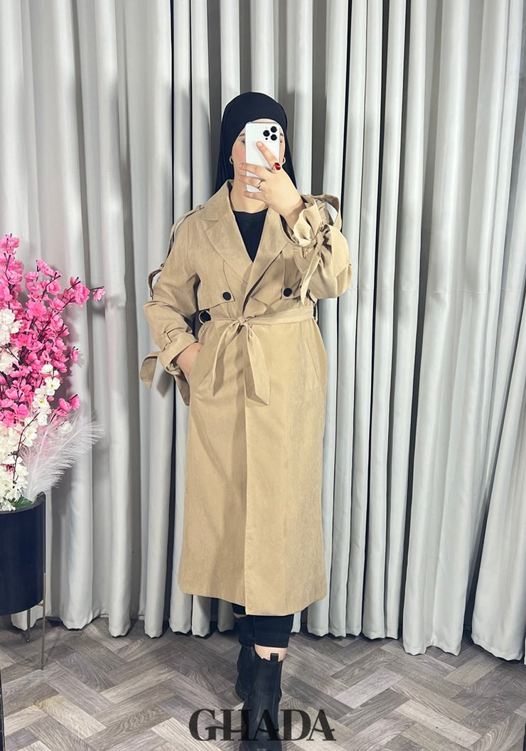 Trench-coat oversize en beige