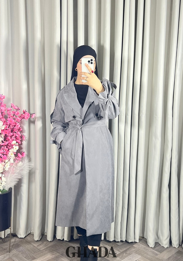 Trench-coat oversize en gris
