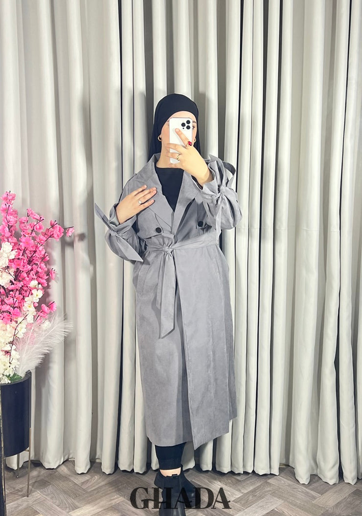 Trench-coat oversize en gris