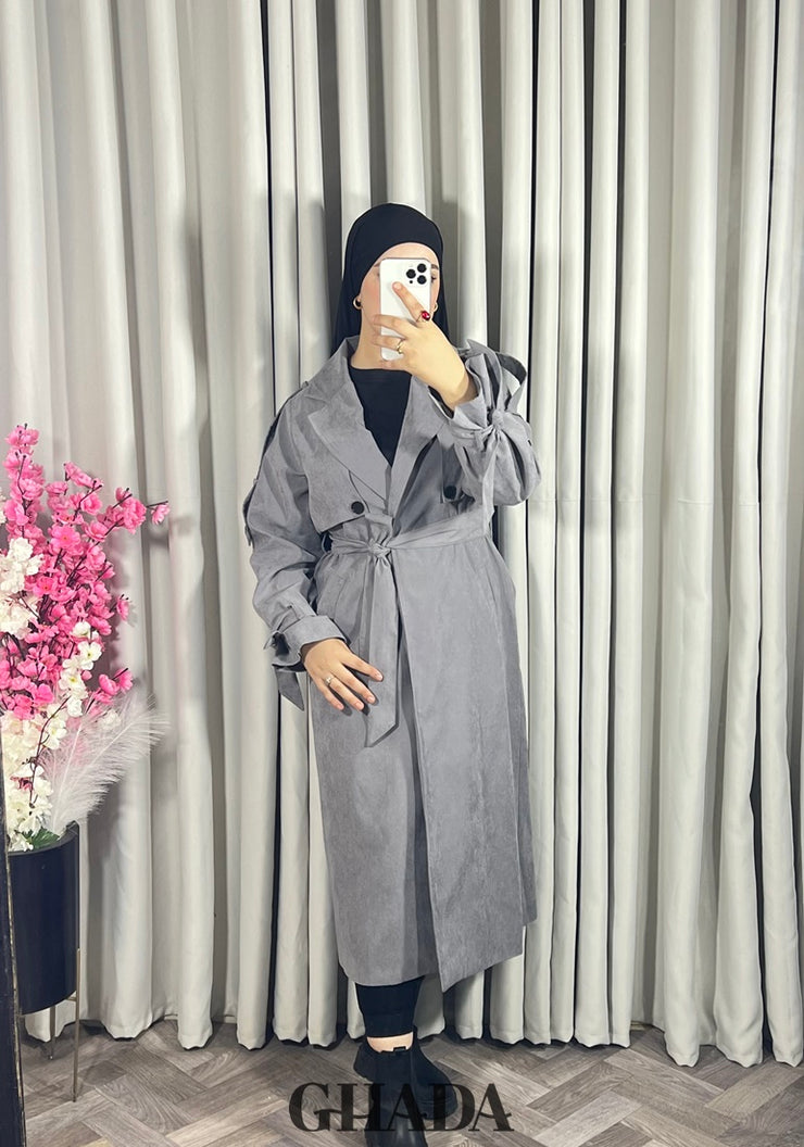 Trench-coat oversize en gris