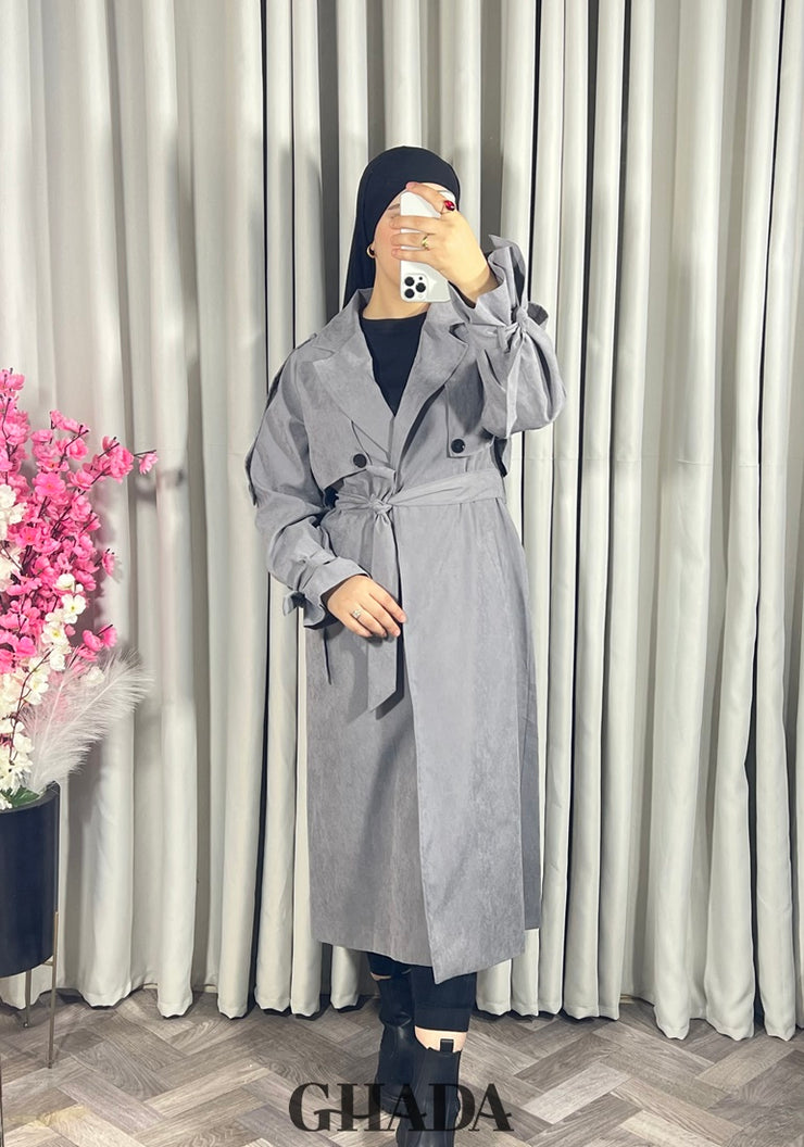 Trench-coat oversize en gris