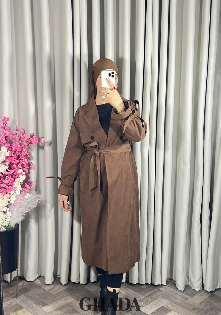 Trench-coat oversize en marron