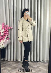 Trench-coat en simili cuir beige