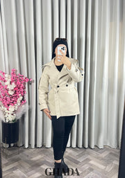 Trench-coat en simili cuir beige