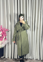 Trench-coat oversize en vert kaki