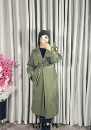 Trench-coat oversize en vert kaki