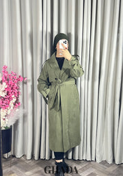 Trench-coat oversize en vert kaki