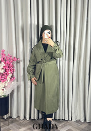 Trench-coat oversize en vert kaki