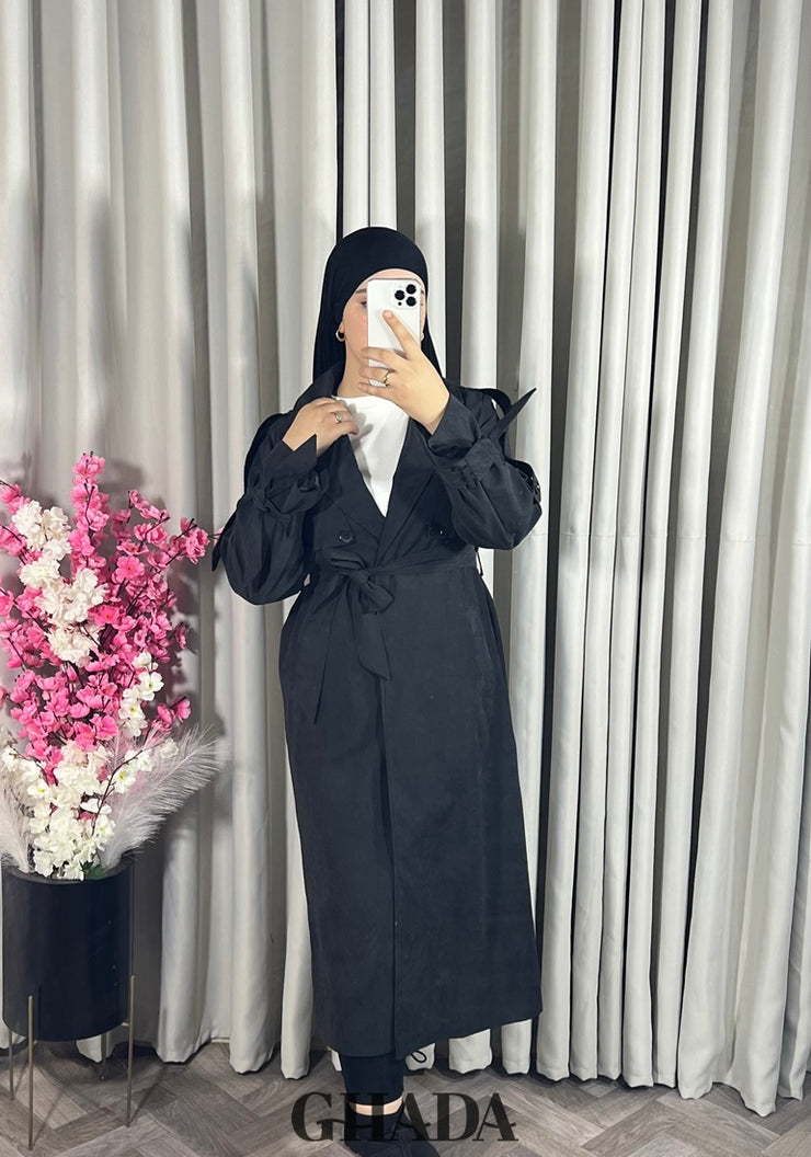 Trench-coat oversize en noir
