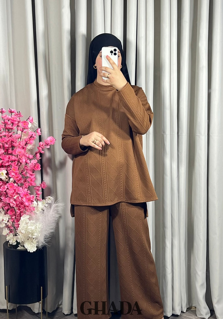 Ensemble en maille camel