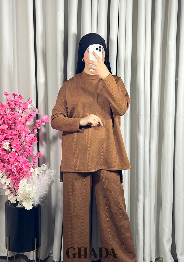 Ensemble en maille camel