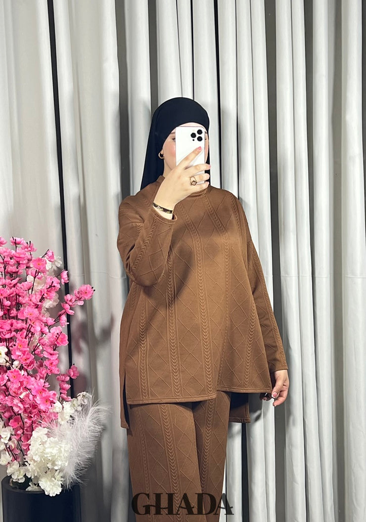 Ensemble en maille camel