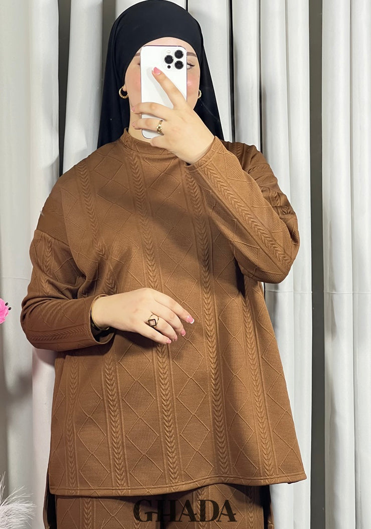 Ensemble en maille camel