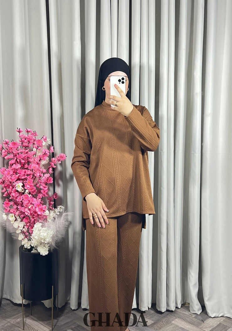 Ensemble en maille camel