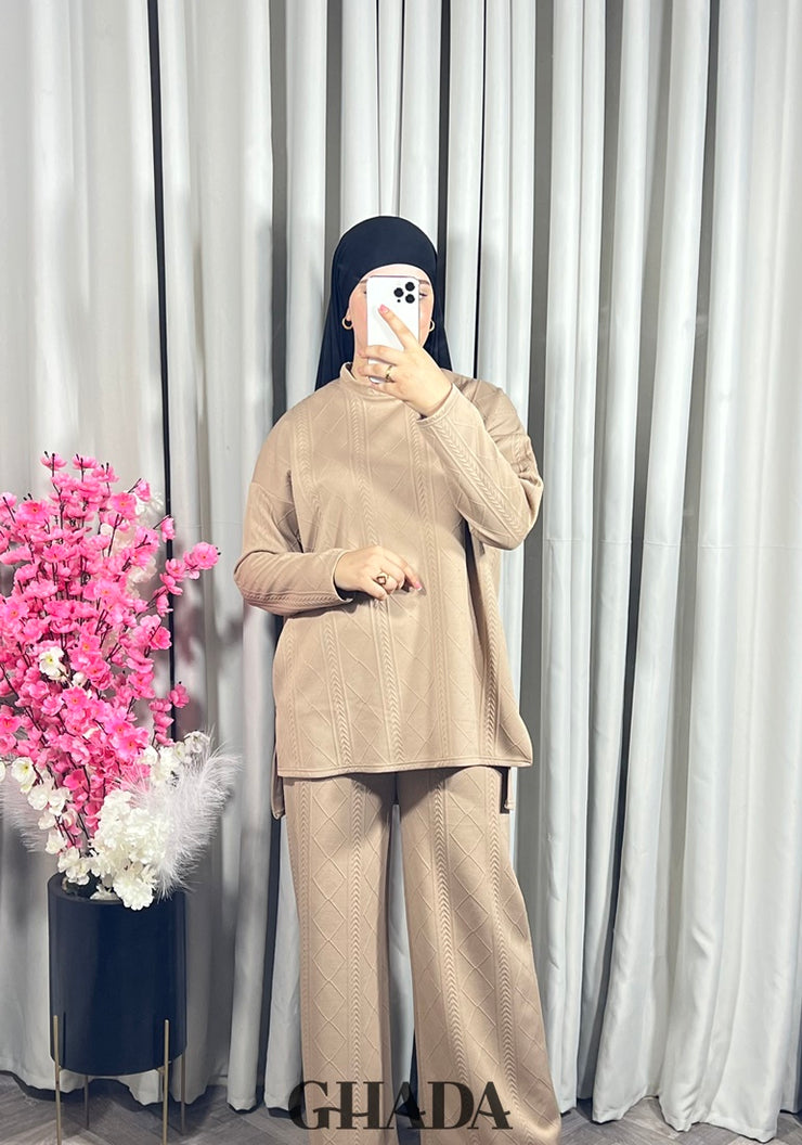 Ensemble en maille beige