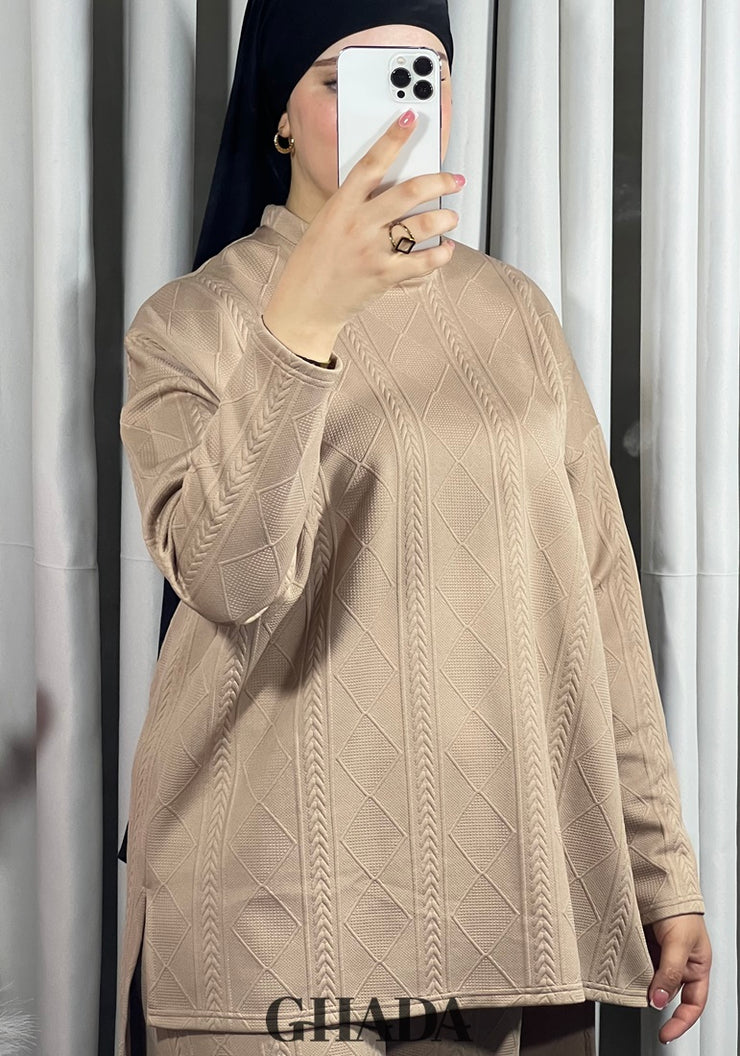 Ensemble en maille beige