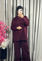 Ensemble en maille en Burgundy