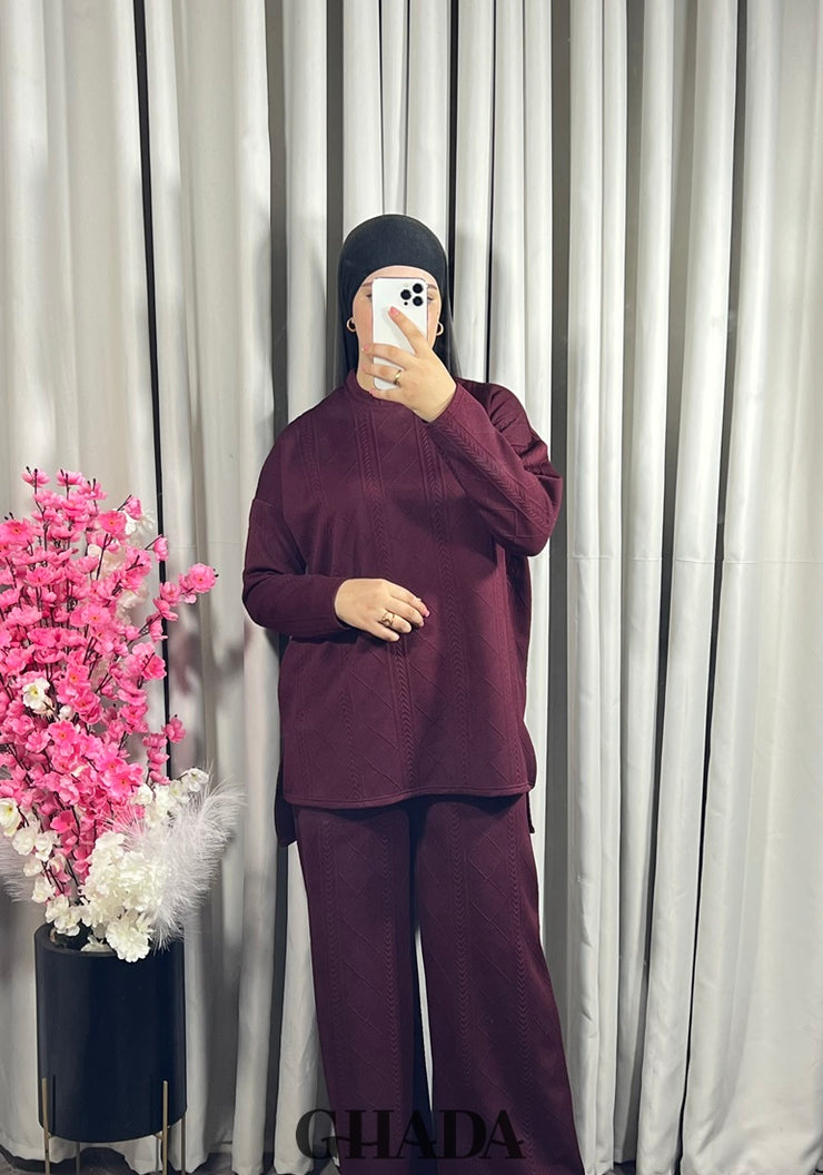 Ensemble en maille en Burgundy
