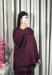 Ensemble en maille en Burgundy