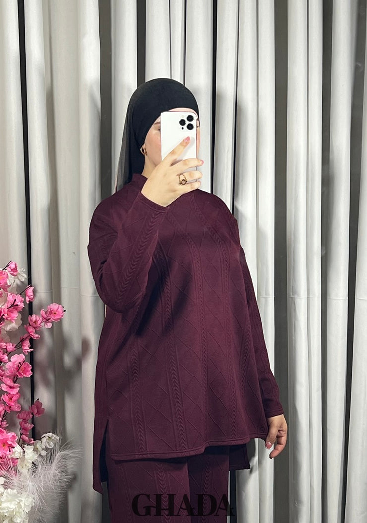 Ensemble en maille en Burgundy