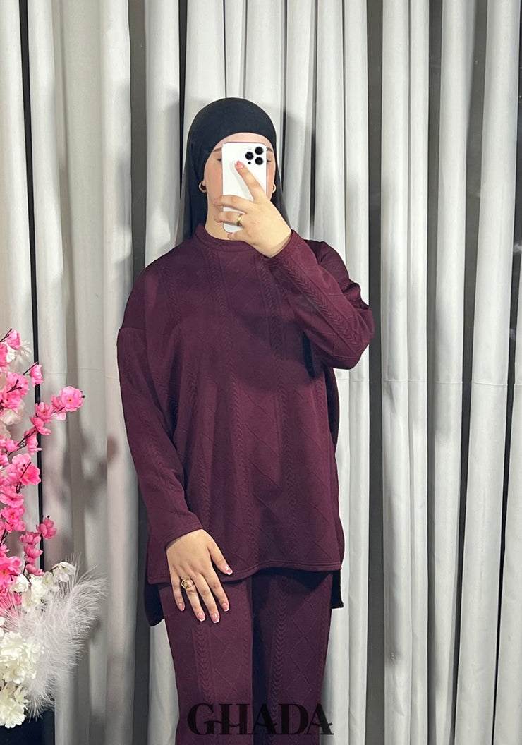 Ensemble en maille en Burgundy