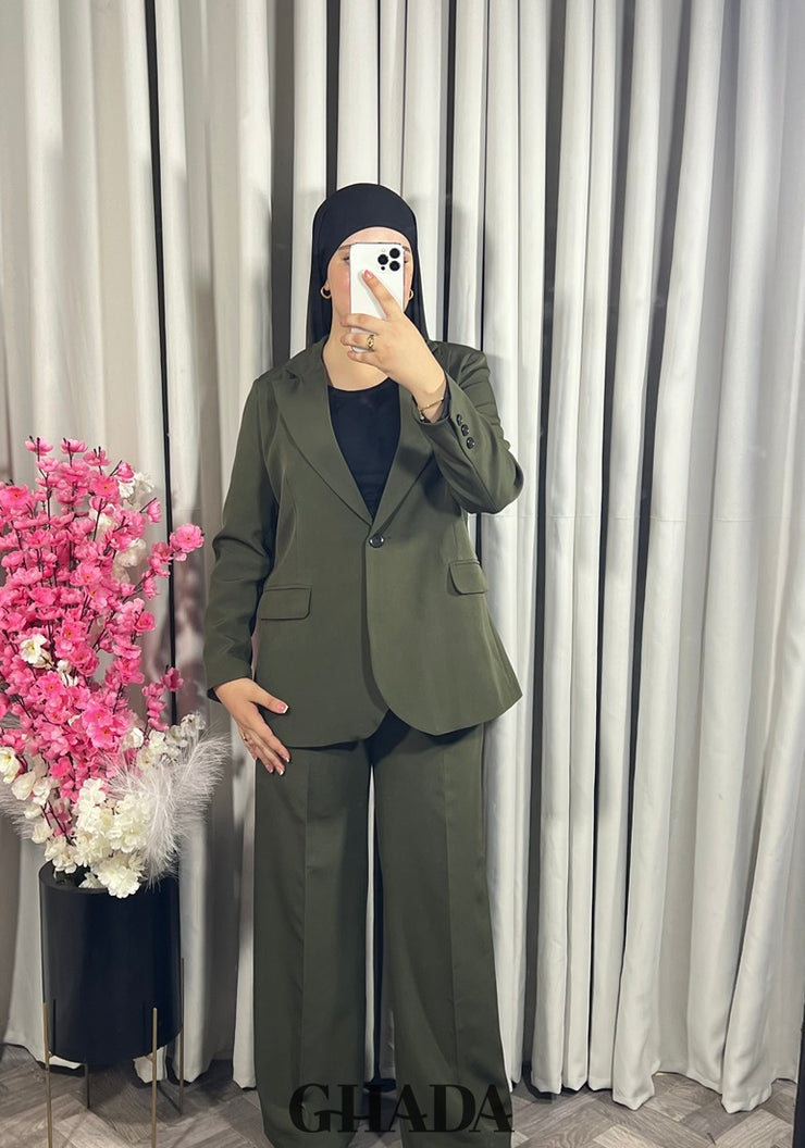 Ensemble tailleur en vert kaki